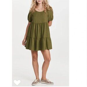 Madewell Olive Green Puff Sleeve Dress (size xxs)